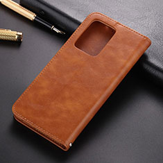 Leather Case Stands Flip Cover T03 Holder for Samsung Galaxy S20 Plus 5G Orange