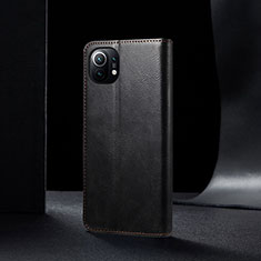 Leather Case Stands Flip Cover T03 Holder for Xiaomi Mi 11 Lite 4G Black