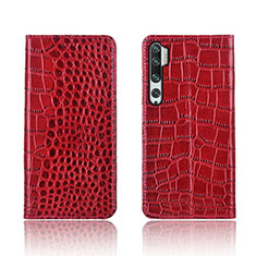 Leather Case Stands Flip Cover T03 Holder for Xiaomi Mi Note 10 Pro Red