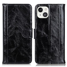 Leather Case Stands Flip Cover T04 Holder for Apple iPhone 15 Black