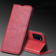 Leather Case Stands Flip Cover T04 Holder for Huawei Honor V30 5G Red