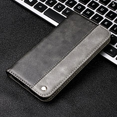 Leather Case Stands Flip Cover T04 Holder for Samsung Galaxy A70S Gray