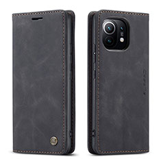 Leather Case Stands Flip Cover T04 Holder for Xiaomi Mi 11 Lite 5G NE Black
