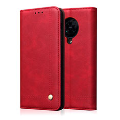Leather Case Stands Flip Cover T04 Holder for Xiaomi Redmi K30 Pro 5G Red