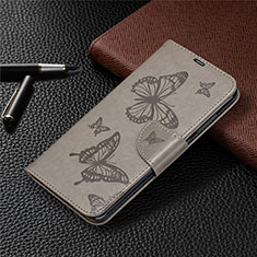 Leather Case Stands Flip Cover T04 Holder for Xiaomi Redmi Note 9 Gray