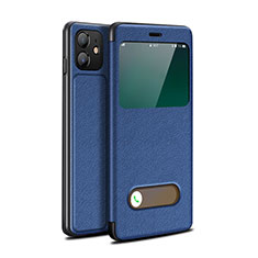 Leather Case Stands Flip Cover T05 Holder for Apple iPhone 12 Blue