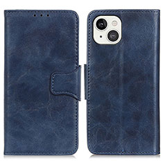 Leather Case Stands Flip Cover T05 Holder for Apple iPhone 14 Plus Blue