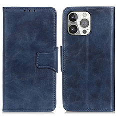 Leather Case Stands Flip Cover T05 Holder for Apple iPhone 14 Pro Blue