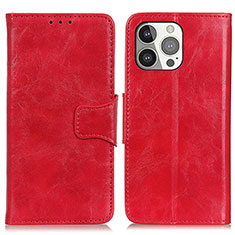 Leather Case Stands Flip Cover T05 Holder for Apple iPhone 14 Pro Red