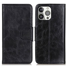 Leather Case Stands Flip Cover T05 Holder for Apple iPhone 15 Pro Black