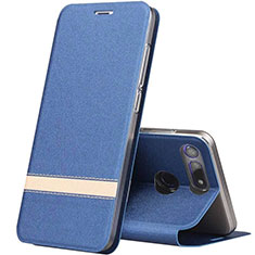 Leather Case Stands Flip Cover T05 Holder for Huawei Honor V20 Blue