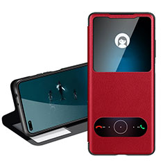 Leather Case Stands Flip Cover T05 Holder for Huawei Honor View 30 Pro 5G Red