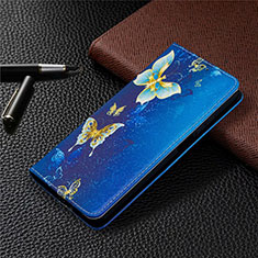 Leather Case Stands Flip Cover T05 Holder for Xiaomi Mi 10i 5G Blue