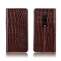 Leather Case Stands Flip Cover T05 Holder for Xiaomi Redmi K20 Pro Brown