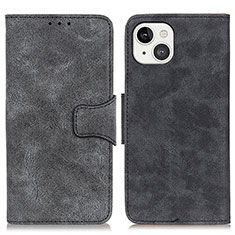 Leather Case Stands Flip Cover T06 Holder for Apple iPhone 15 Black