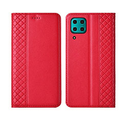 Leather Case Stands Flip Cover T06 Holder for Huawei Nova 6 SE Red