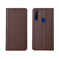 Leather Case Stands Flip Cover T06 Holder for Huawei P Smart+ Plus (2019) Brown