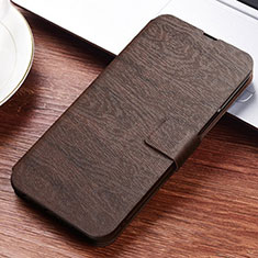 Leather Case Stands Flip Cover T06 Holder for Huawei P30 Lite New Edition Brown