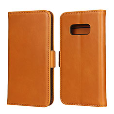 Leather Case Stands Flip Cover T06 Holder for Samsung Galaxy S10e Orange