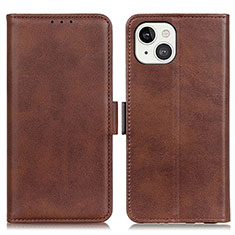 Leather Case Stands Flip Cover T07 Holder for Apple iPhone 13 Brown