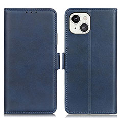 Leather Case Stands Flip Cover T07 Holder for Apple iPhone 15 Plus Blue