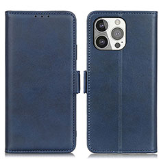 Leather Case Stands Flip Cover T07 Holder for Apple iPhone 16 Pro Max Blue