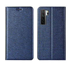 Leather Case Stands Flip Cover T07 Holder for Huawei Nova 7 SE 5G Blue
