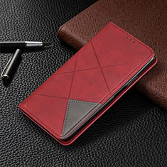 Leather Case Stands Flip Cover T07 Holder for Oppo Reno3 Pro Red