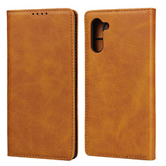 Leather Case Stands Flip Cover T07 Holder for Samsung Galaxy Note 10 5G Orange