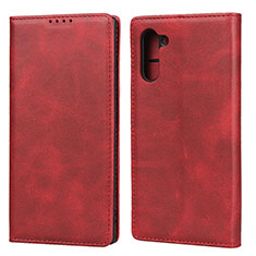 Leather Case Stands Flip Cover T07 Holder for Samsung Galaxy Note 10 5G Red
