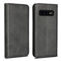 Leather Case Stands Flip Cover T07 Holder for Samsung Galaxy S10 5G Black