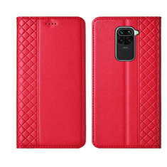 Leather Case Stands Flip Cover T07 Holder for Xiaomi Redmi 10X 4G Red