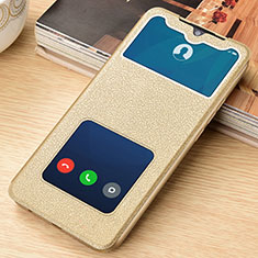 Leather Case Stands Flip Cover T07 Holder for Xiaomi Redmi Note 8 (2021) Gold