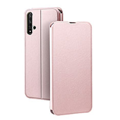 Leather Case Stands Flip Cover T08 Holder for Huawei Honor 20S Rose Gold