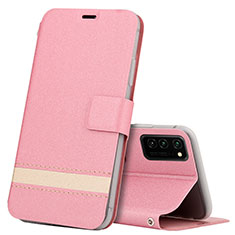 Leather Case Stands Flip Cover T08 Holder for Huawei Honor V30 5G Pink