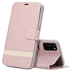 Leather Case Stands Flip Cover T08 Holder for Huawei Honor V30 5G Rose Gold