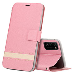 Leather Case Stands Flip Cover T08 Holder for Huawei Honor View 30 Pro 5G Pink