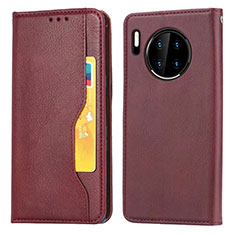 Leather Case Stands Flip Cover T08 Holder for Huawei Mate 30 Red Wine