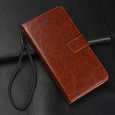 Leather Case Stands Flip Cover T08 Holder for Huawei Nova 5i Brown