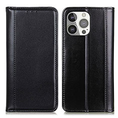 Leather Case Stands Flip Cover T09 Holder for Apple iPhone 14 Pro Black