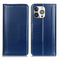 Leather Case Stands Flip Cover T09 Holder for Apple iPhone 14 Pro Max Blue