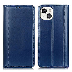 Leather Case Stands Flip Cover T09 Holder for Apple iPhone 15 Blue