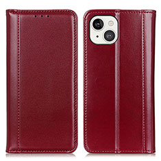 Leather Case Stands Flip Cover T09 Holder for Apple iPhone 15 Red