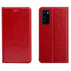 Leather Case Stands Flip Cover T09 Holder for Huawei Honor V30 5G Red