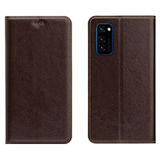 Leather Case Stands Flip Cover T09 Holder for Huawei Honor View 30 Pro 5G Brown
