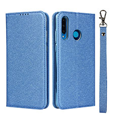 Leather Case Stands Flip Cover T09 Holder for Huawei Nova 4e Blue