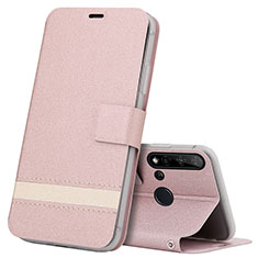 Leather Case Stands Flip Cover T09 Holder for Huawei P20 Lite (2019) Rose Gold