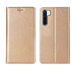 Leather Case Stands Flip Cover T09 Holder for Oppo A91 Gold
