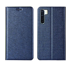 Leather Case Stands Flip Cover T09 Holder for Oppo F15 Blue