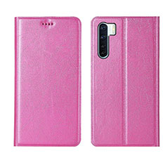 Leather Case Stands Flip Cover T09 Holder for Oppo Reno3 Pink